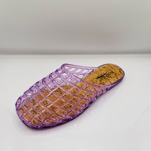 Clear Jelly Mesh Slide Sandals for Women Slip on Closed Toe Flats Sandals